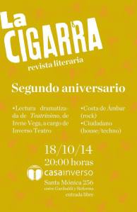Cartel del segundo aniversario de La Cigarra